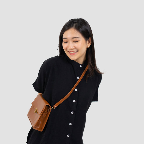 Black Tokyo Top White Buttons